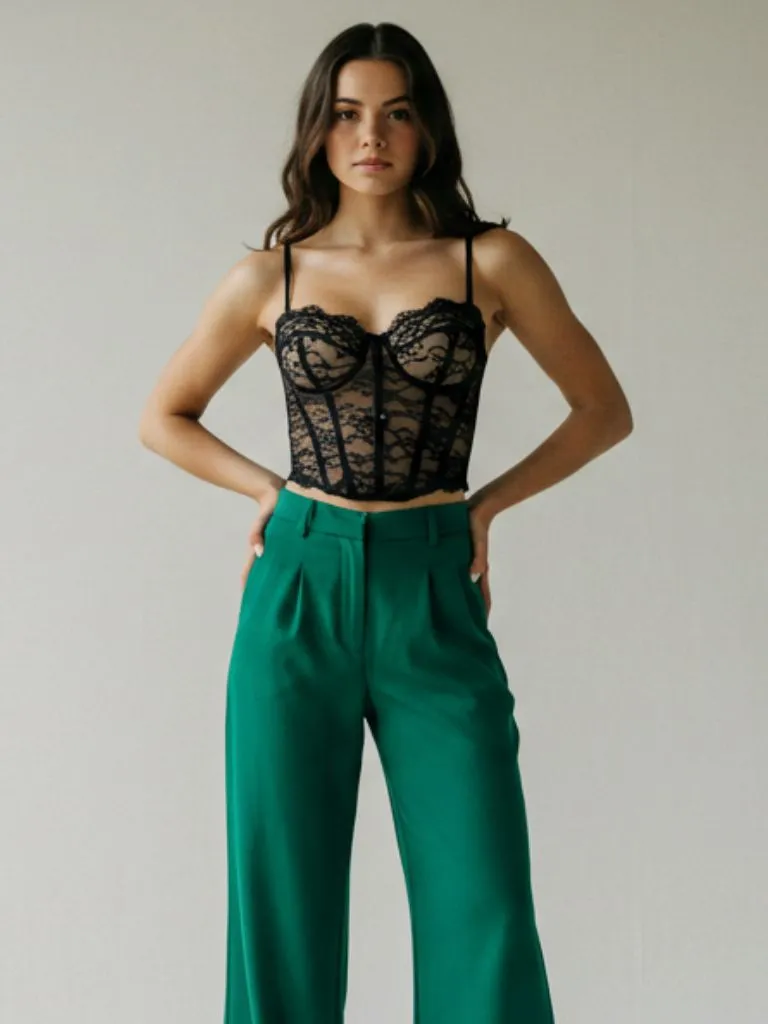 Corset Top with Wide-Leg Pants
