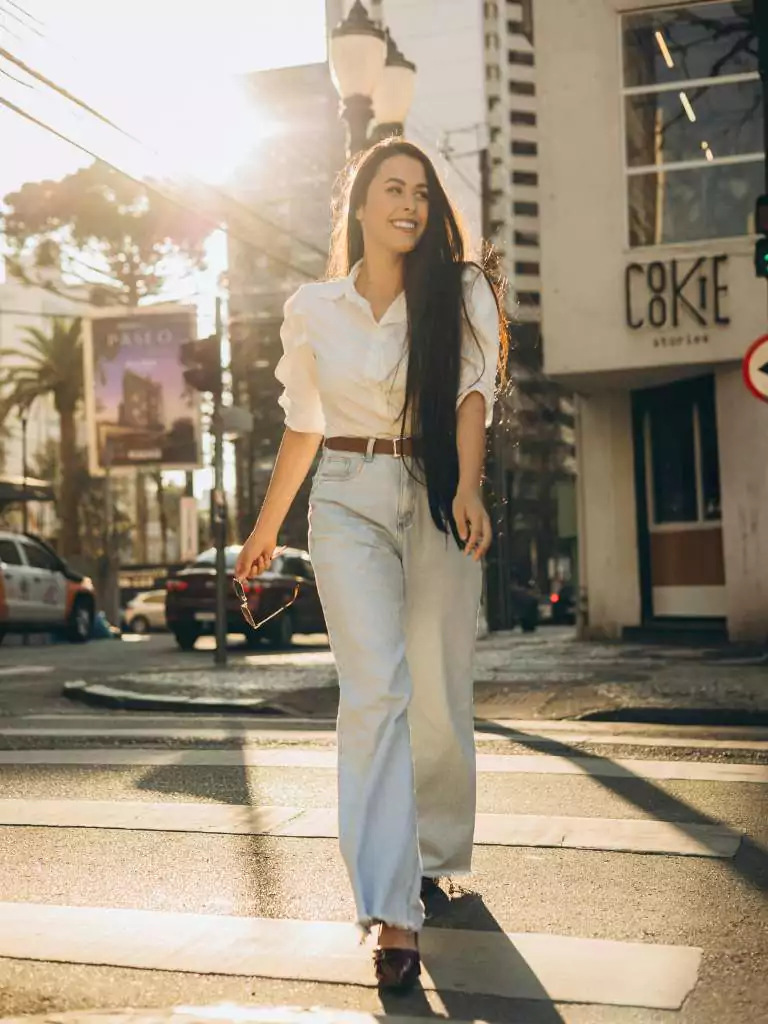 Crop Hoodie + High-Waisted Jeans + Chunky Sneakers