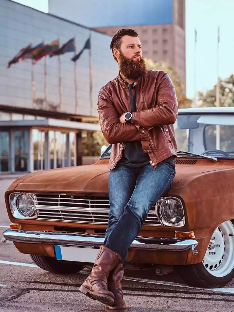 Leather Jacket + Mini Dress + Platform Boots