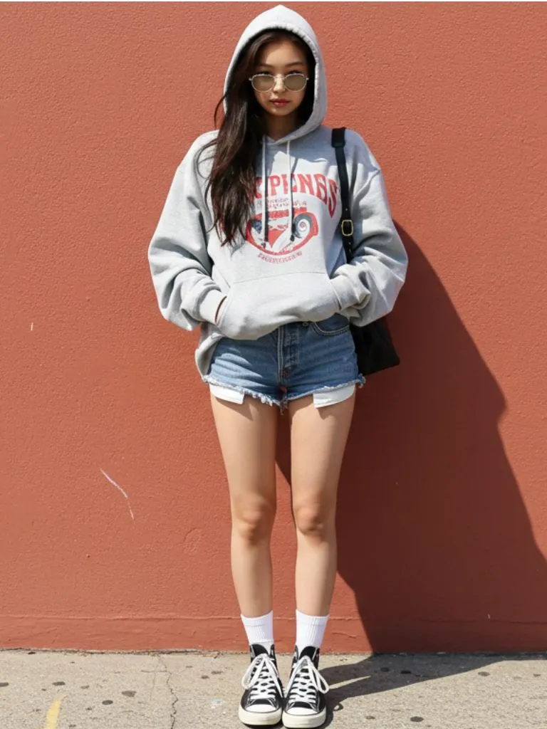  Oversized Hoodie and Shorts Combo