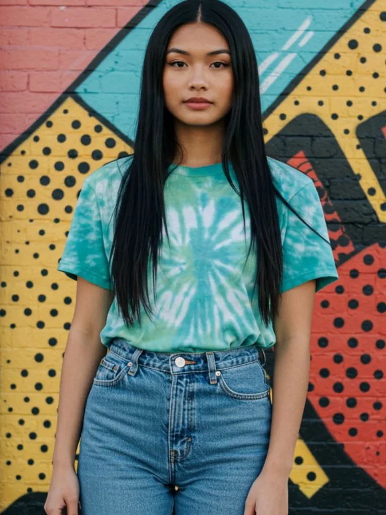Tie-Dye Tee with Mom Jeans