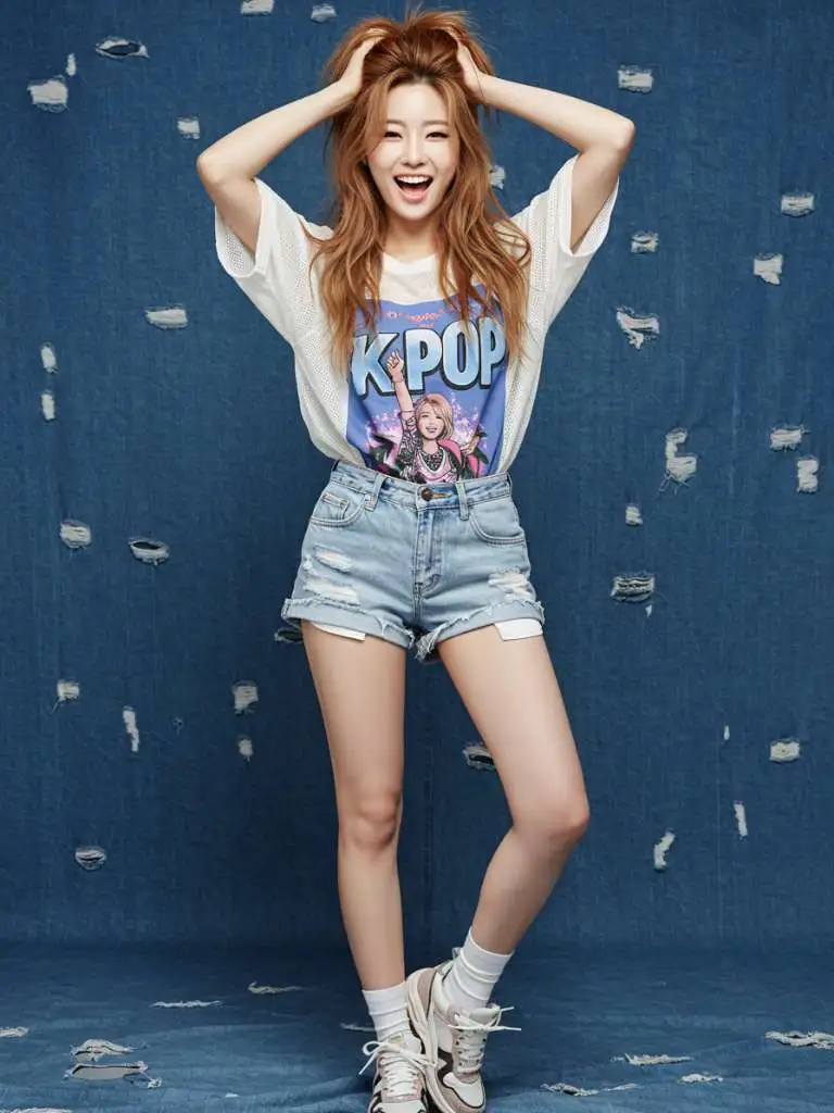 Lightweight Denim Shorts and Breathable Graphic Tee