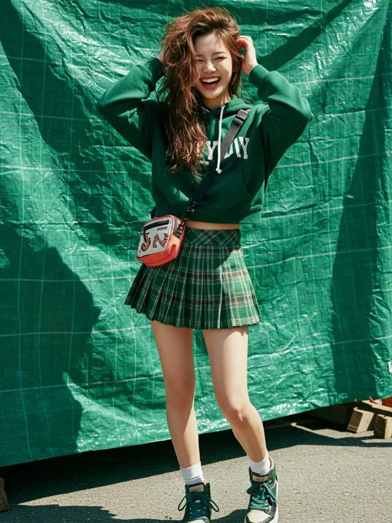 Plaid Tennis Skirt with Hoodie