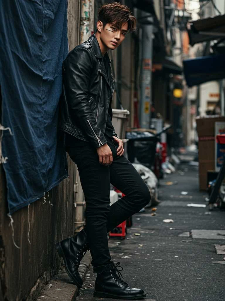 2. Suga’s Edgy Monochrome Denim Fit