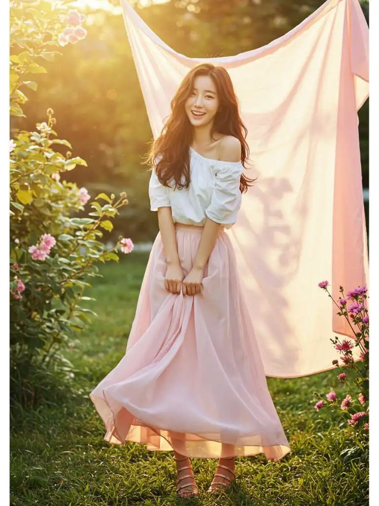 Flowy Maxi Skirt with Off-Shoulder Blouse