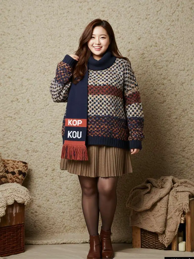 Knit Sweater and Pleated Skirt