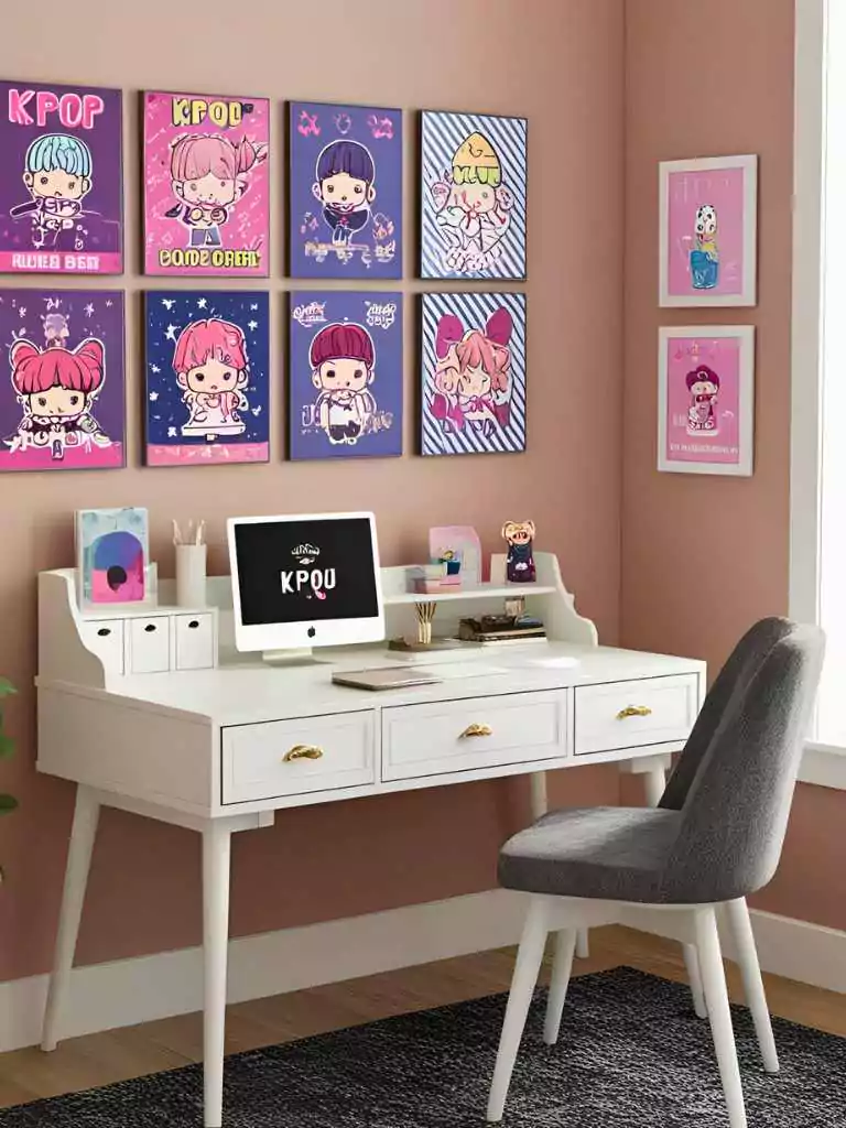 Cute Desk with K-pop Style