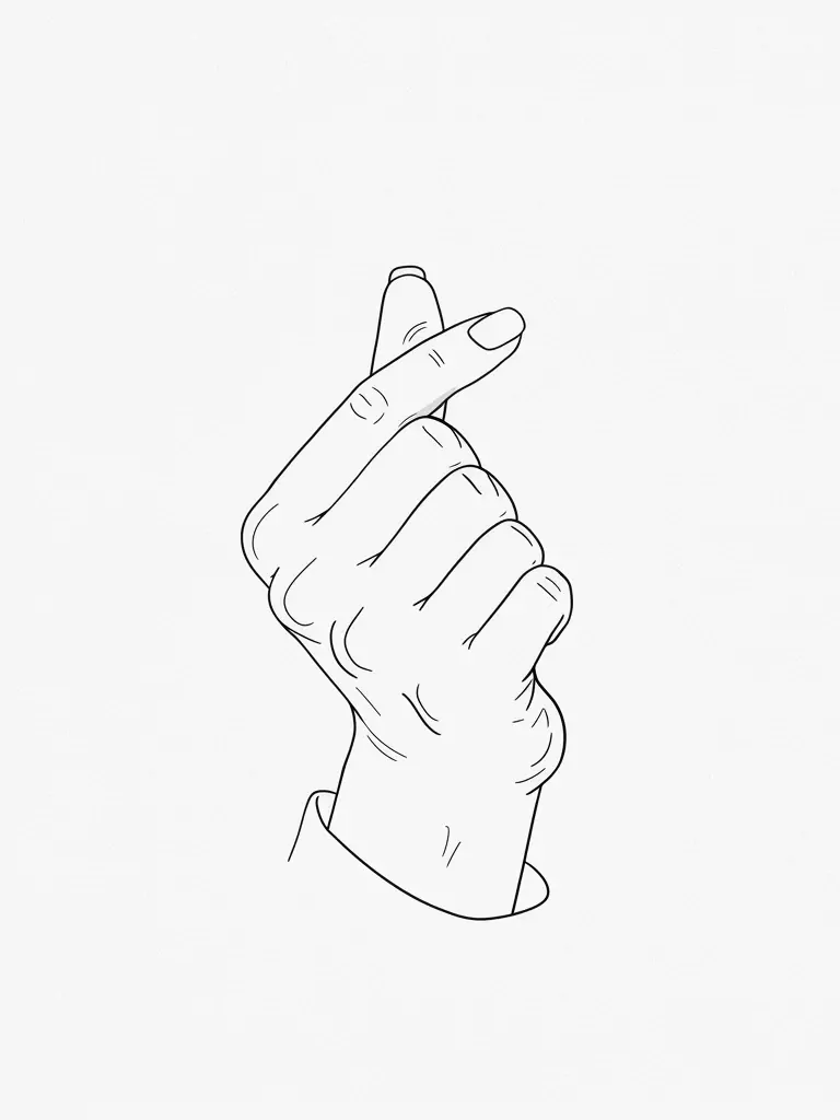 Finger Heart Line Art