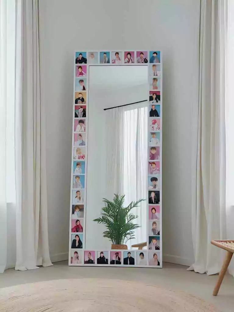 Floor Mirror with Polaroids
