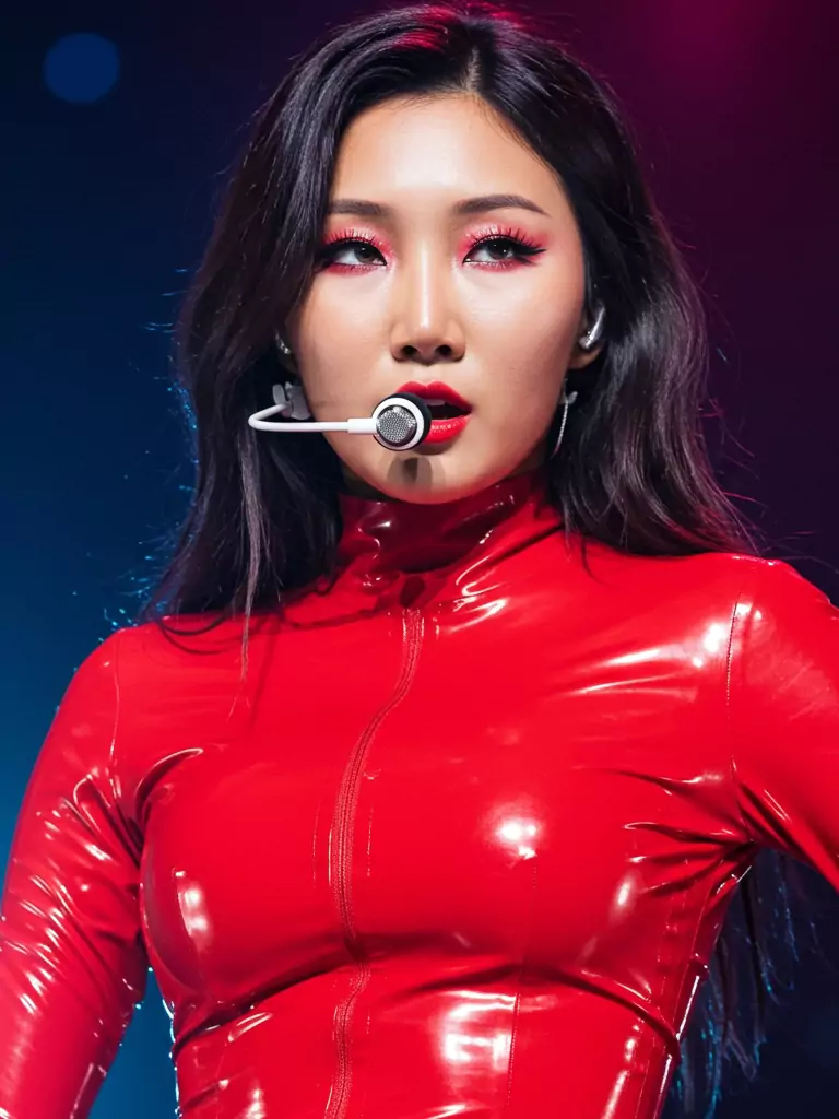 Hwasa (MAMAMOO) – Bright Red Latex Bodysuit