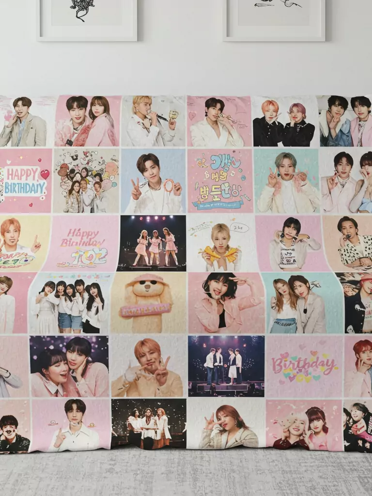 K-Pop Collage Throw Blanket