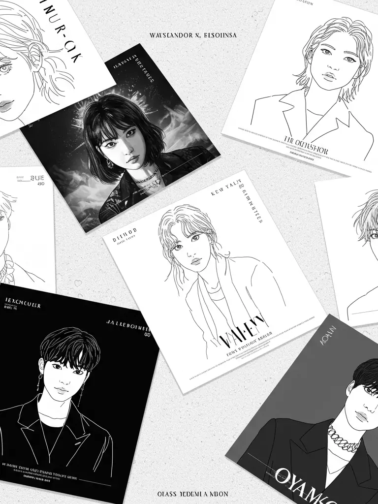 Line Art of K-pop Album Covers
