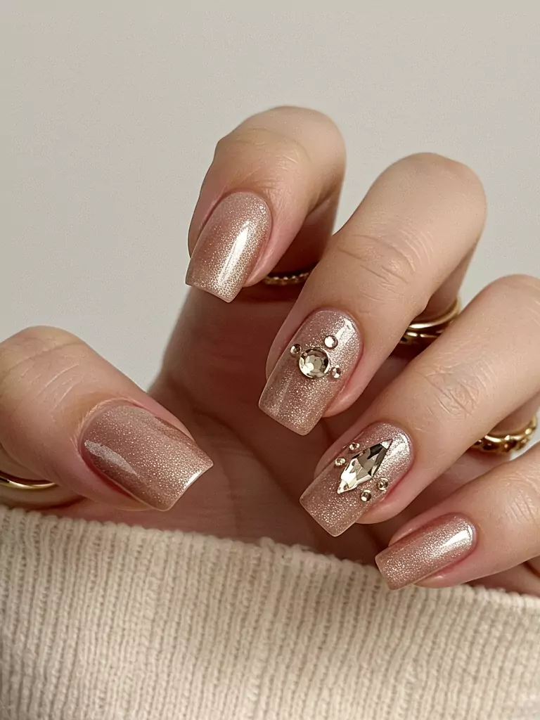 Nails in NCT 127’s Signature Color Neo Pearl Champagne