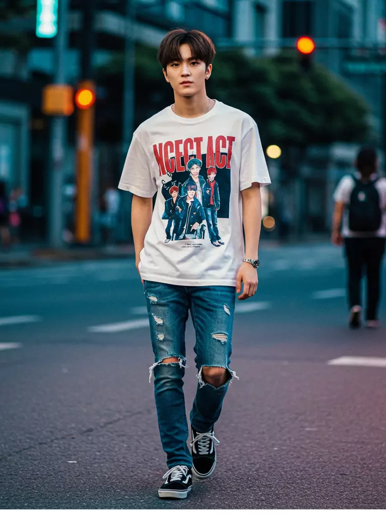 Printed Tee with Jeans