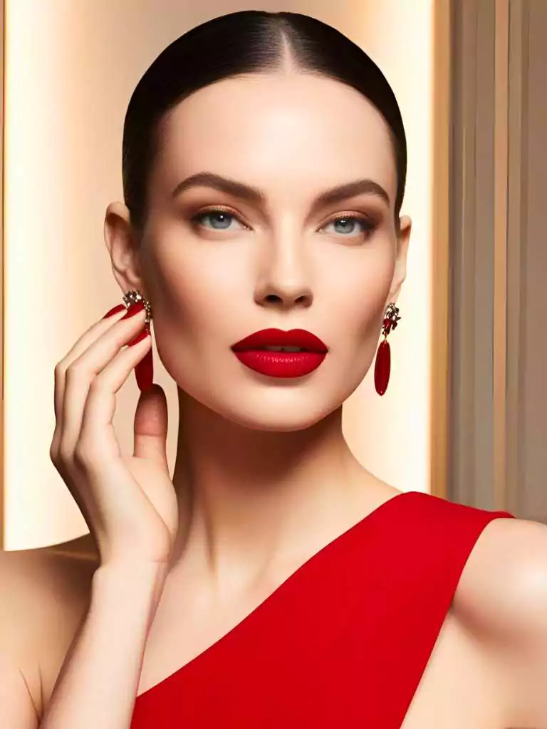 Red Lips with Clean Eyes