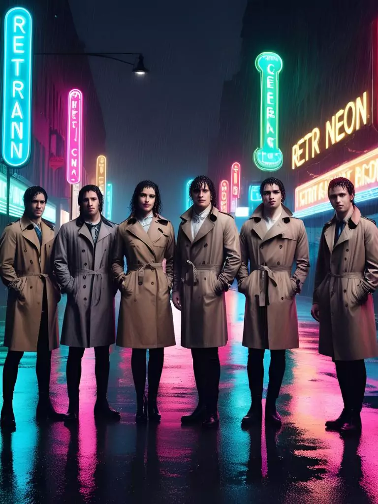 Retro Neon City Lights