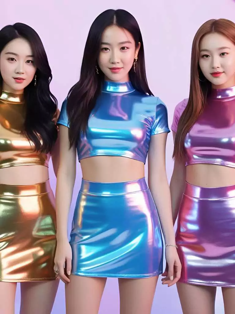 Shiny Crop Top + Mini Skirt