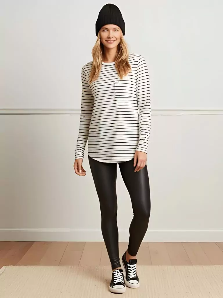 Striped Long Sleeve + Sleeveless Tee + Leggings