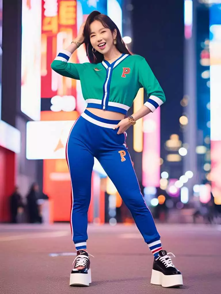 Two-Piece Jersey Set with Platform Sneakers