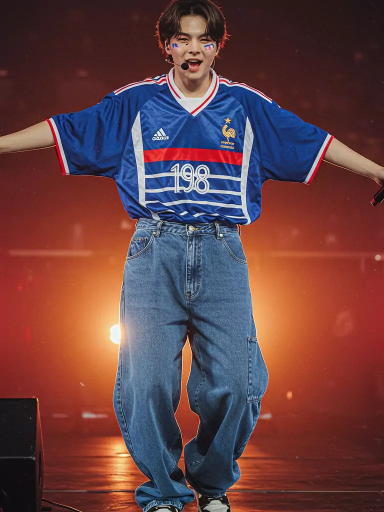 Vintage France '98 Soccer Shirt with Mega Mid-Rise Baggy Jorts