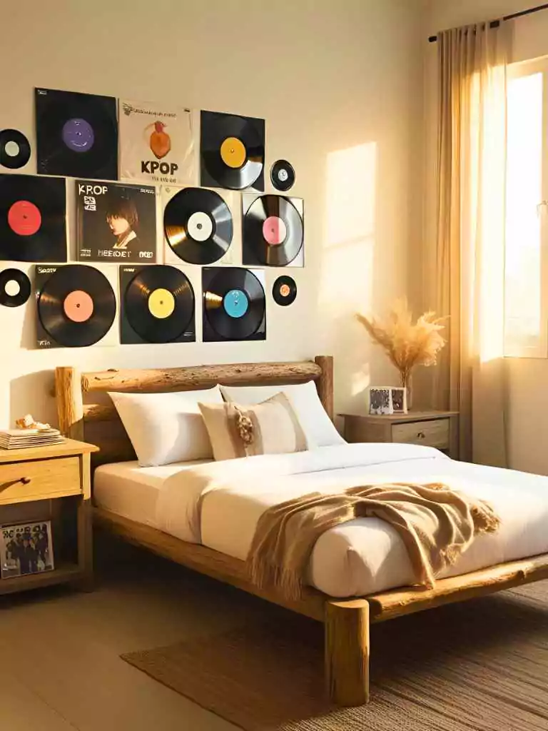 Warm Wooden Accents and Vinyl Records