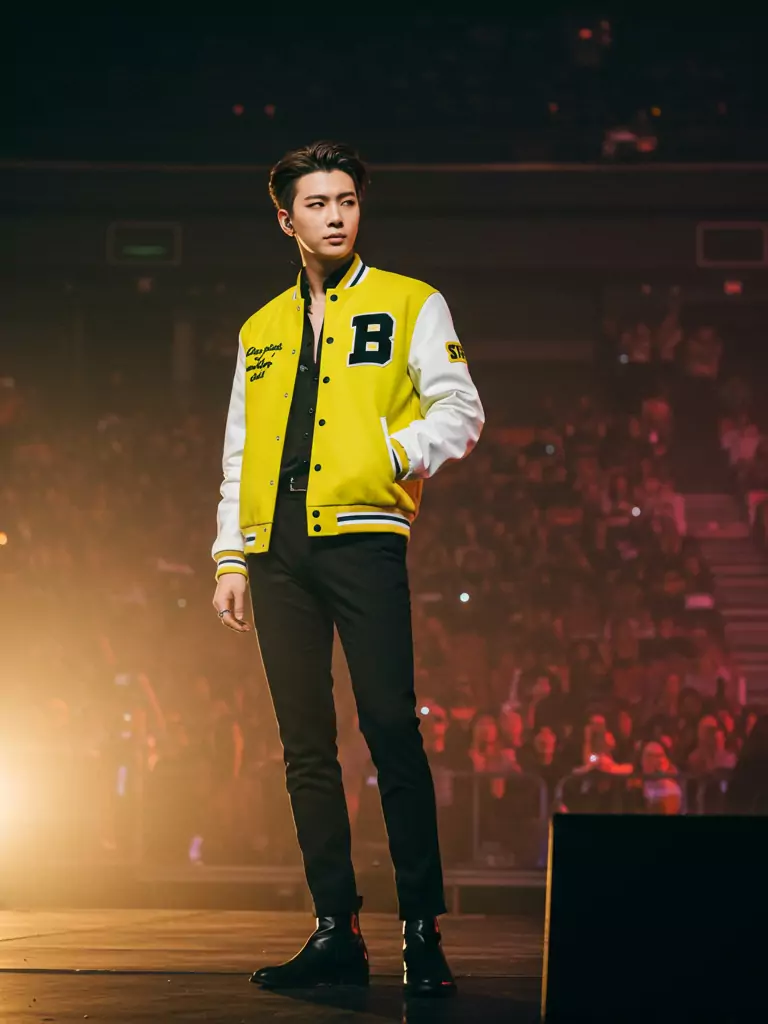 Yellow Varsity Jacket with Black Pants and Black Boots
