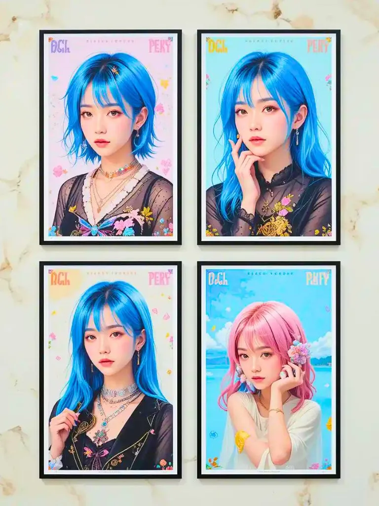 6. Blue Posters and Artwork