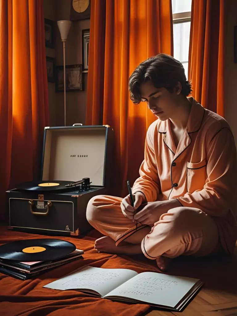 Vintage Room with Orange Curtains