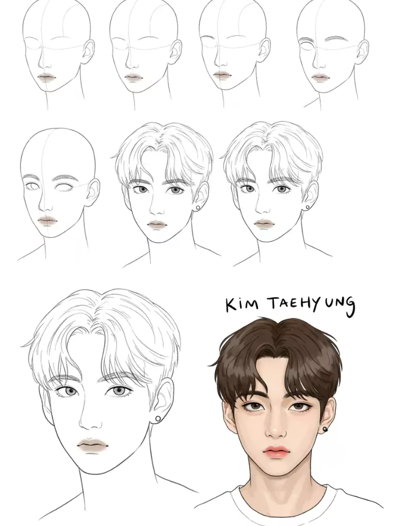 How to Draw Kim Taehyung Step by Step