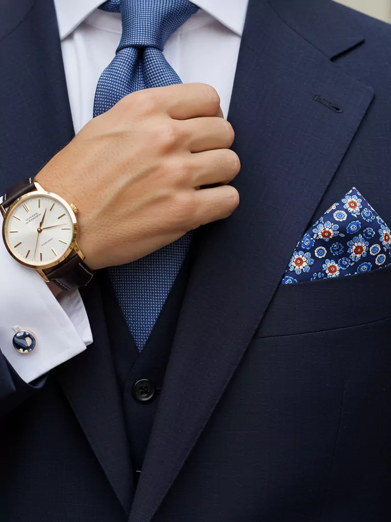 Accessorized Formal Look (Pocket Squares, Cufflinks, Watches)