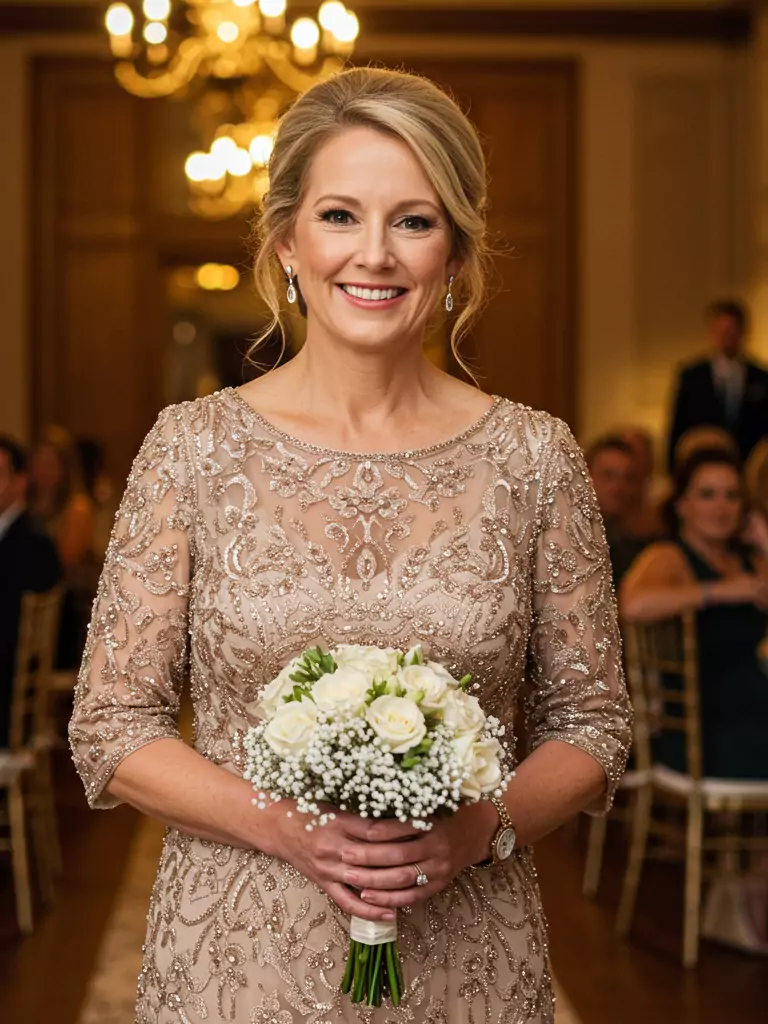 Beaded or Sequin-Embellished Gown