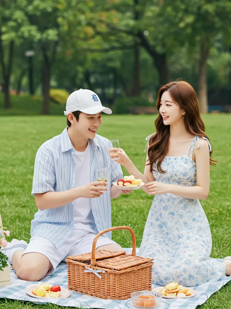 Blue-and-White Picnic Sets