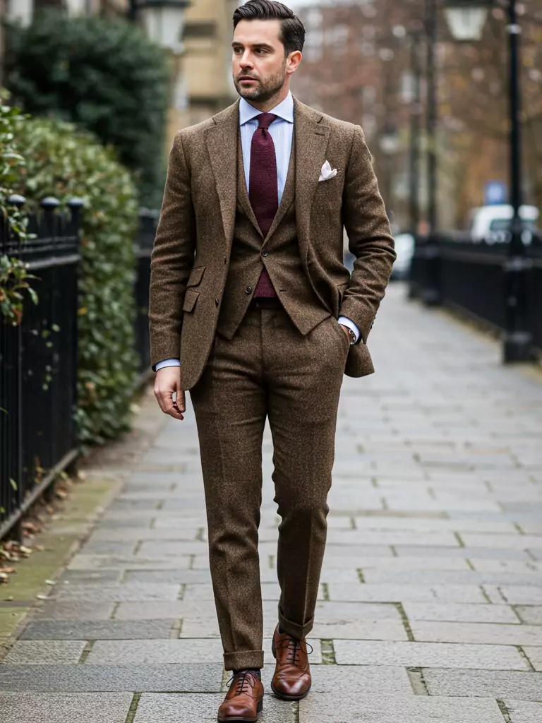 Earth-Toned Suit (Brown, Olive, Tan)