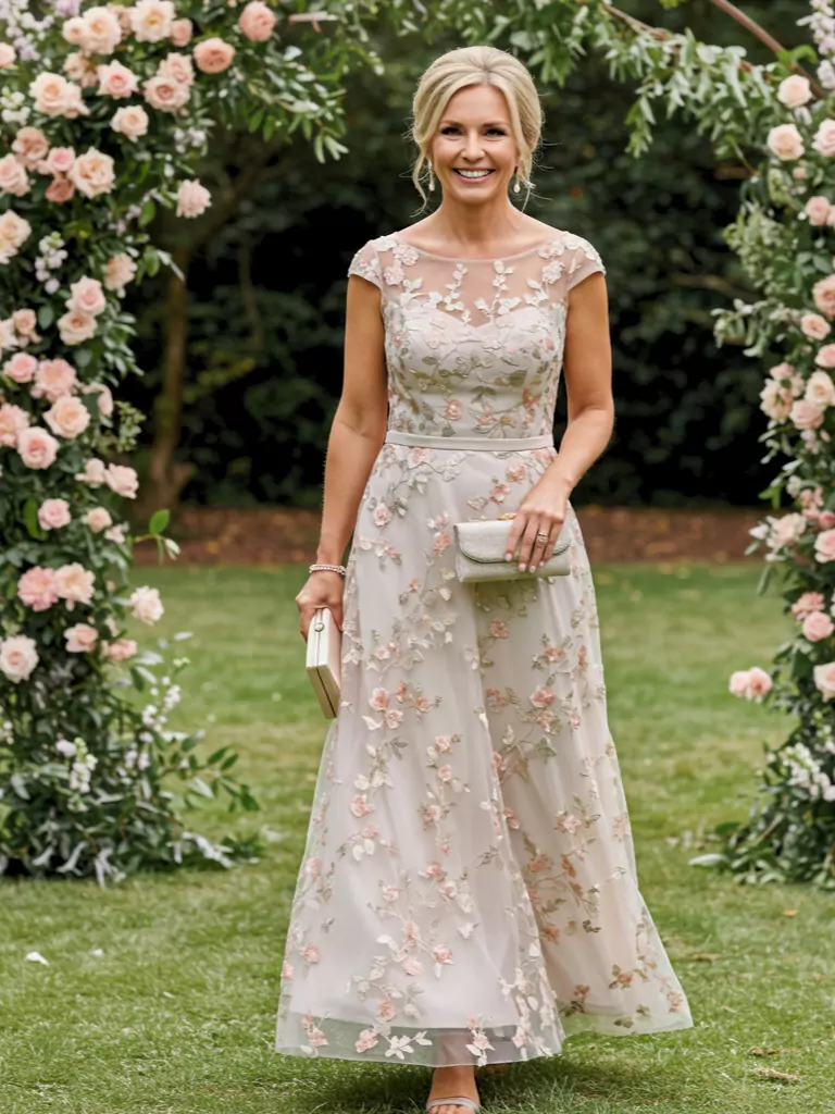 Elegant A-Line with Floral Embroidery