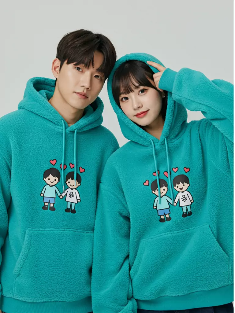 Hoodies with Printed Couple Graphics