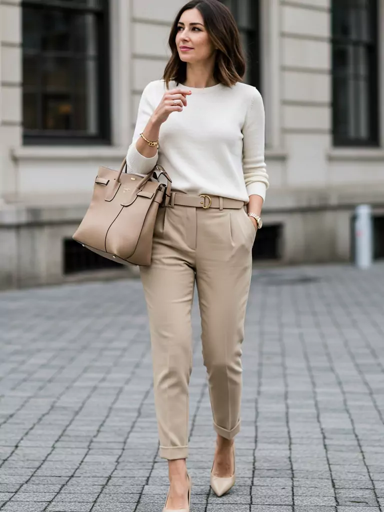 Monochrome Outfit with Pointed Flats