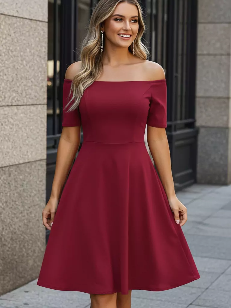 Off-the-Shoulder A-Line Dress