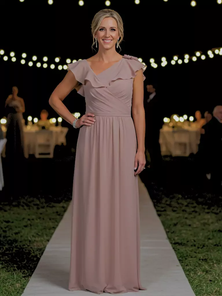 One-Shoulder Dress with Ruffle Accent