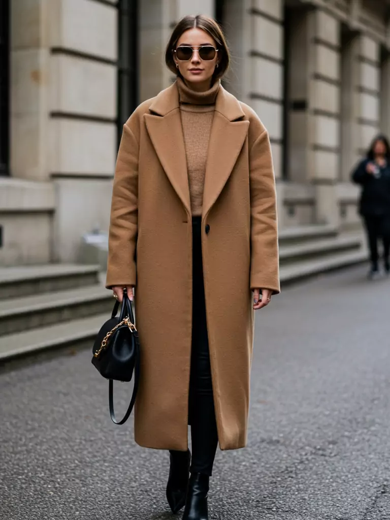 Oversized Wool Coat + Slim Base Layers