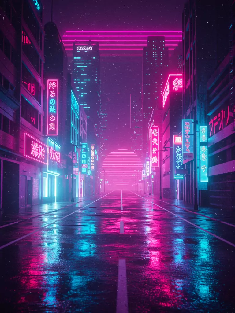 Retro Neon City Lights