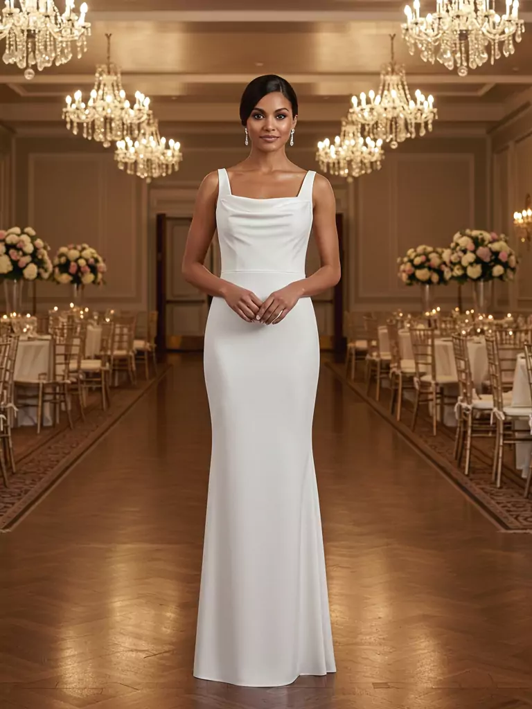 Sleek Column Gown in Satin or Crepe