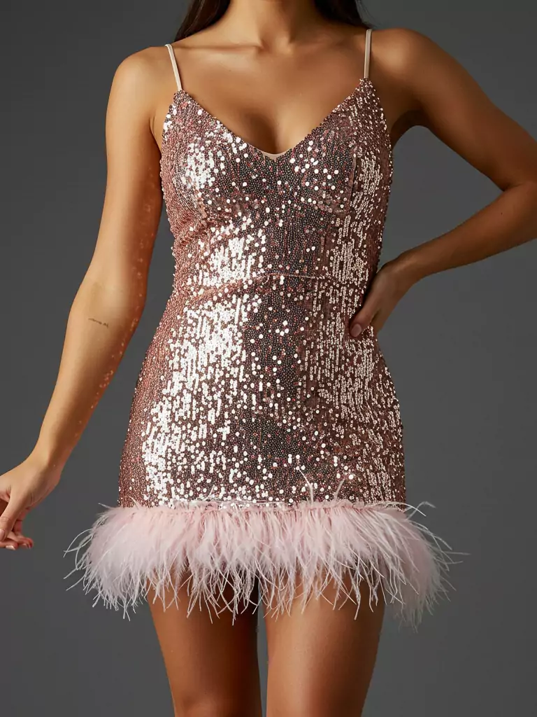 Sparkling Mini with Feather Trim