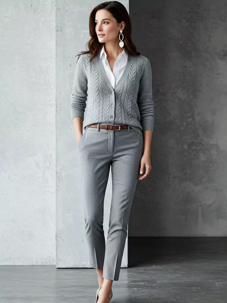Structured Cardigan + Slim Trousers