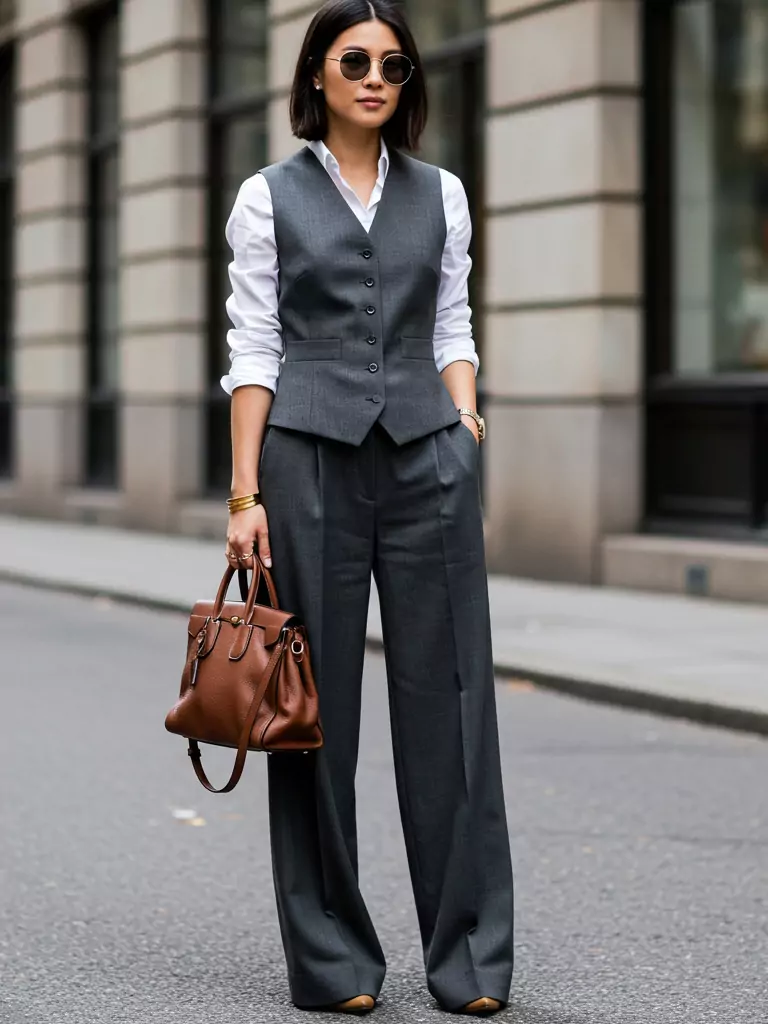 Tailored Vest + Wide-Leg Pants