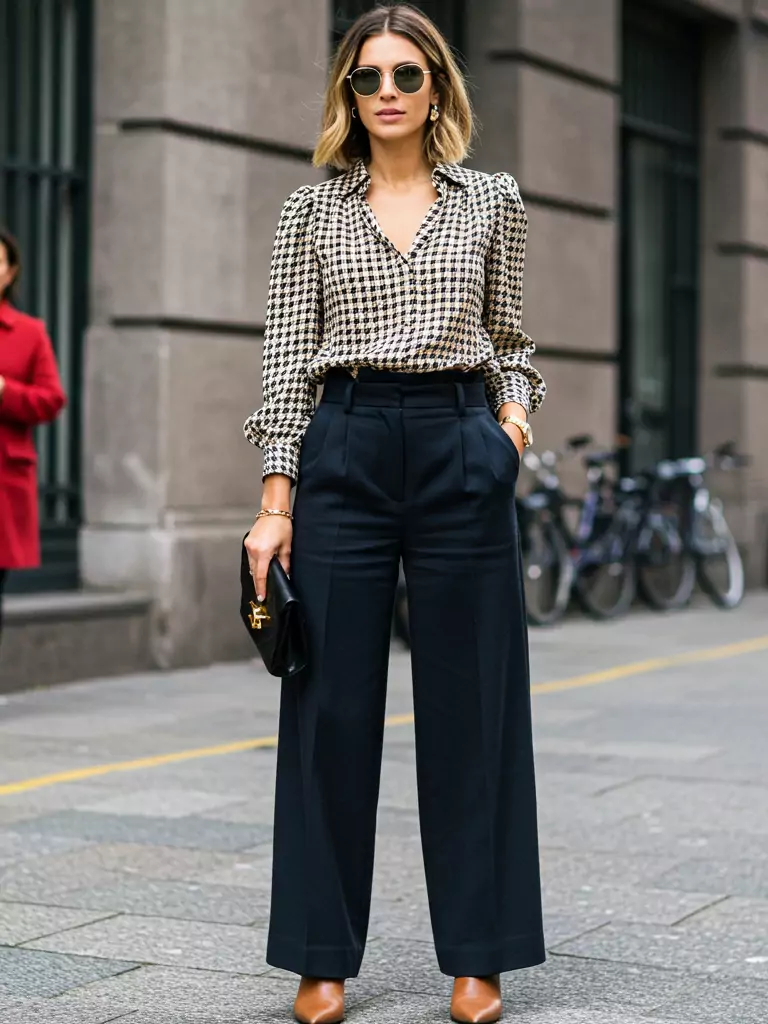 Wide-Leg Trousers + Blouse
