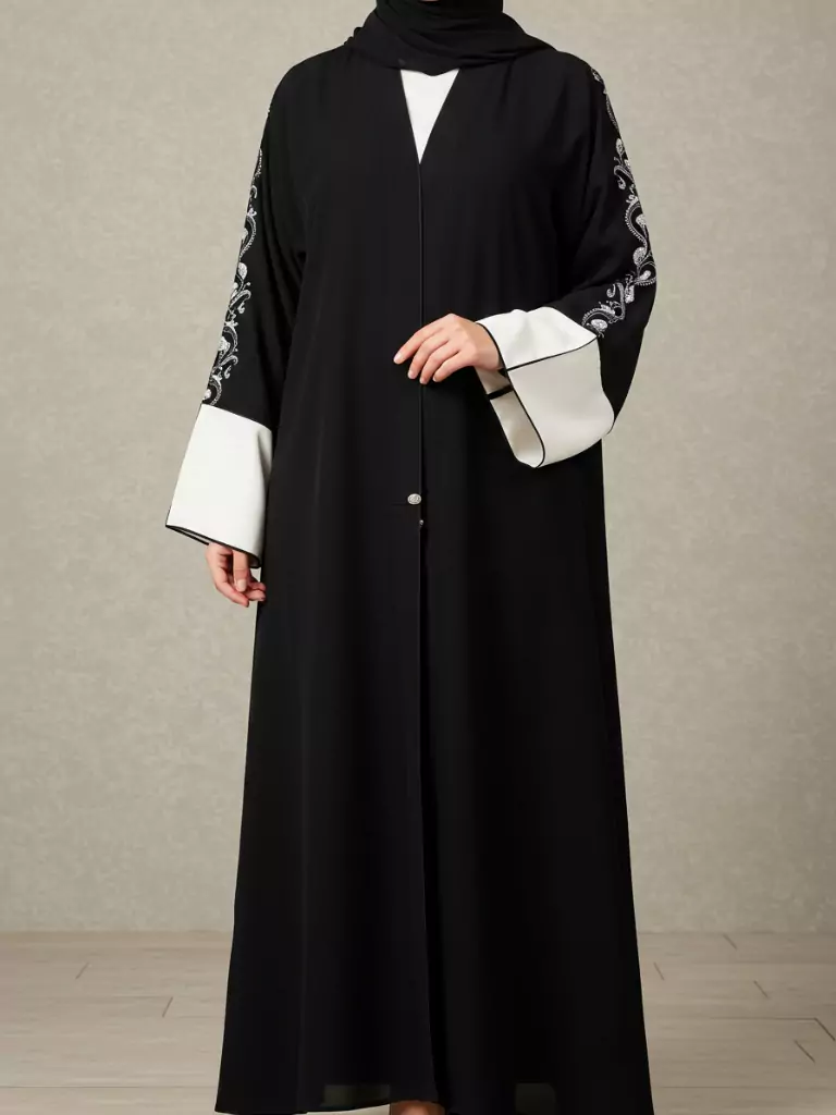 Abaya with Contrast Sleeves or Borders
