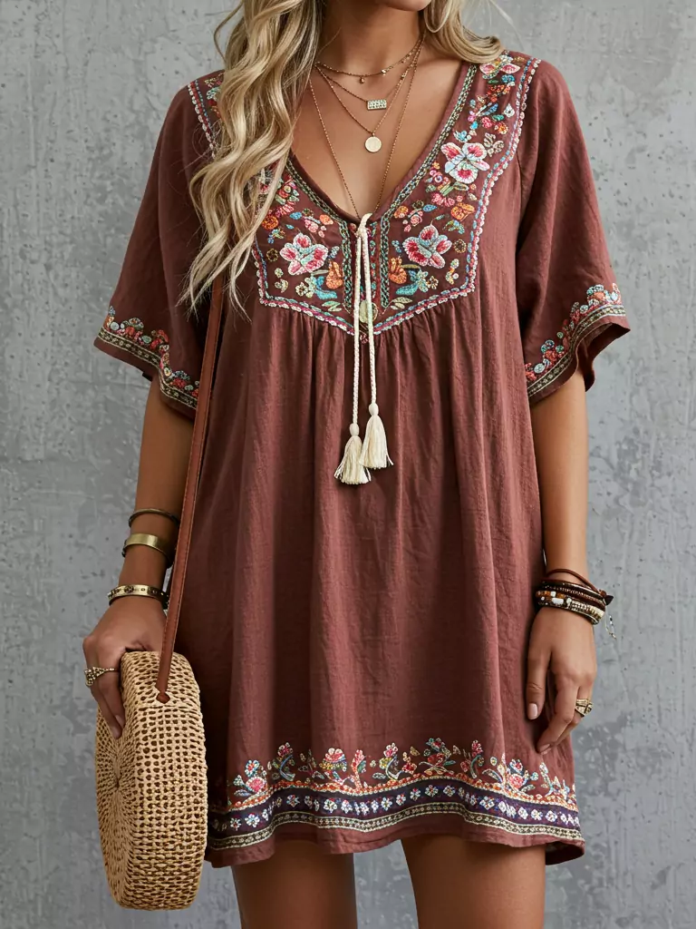 Boho  Peasant Dress