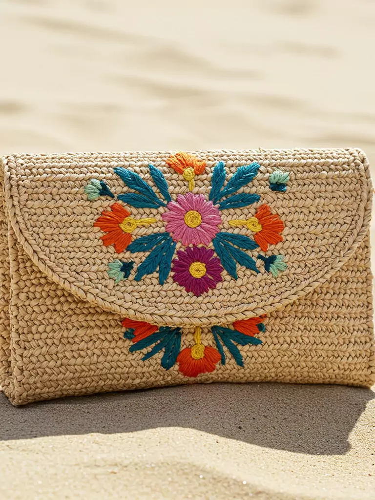 Boho Straw Clutch
