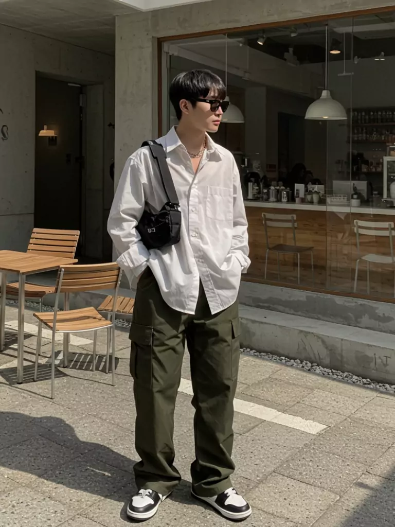 Cargo Pants with Leather Jacket