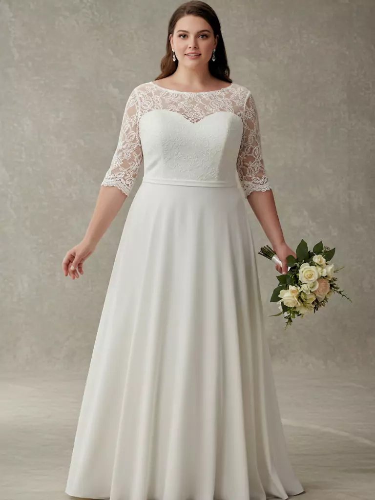Classic A-Line with Lace Sleeves